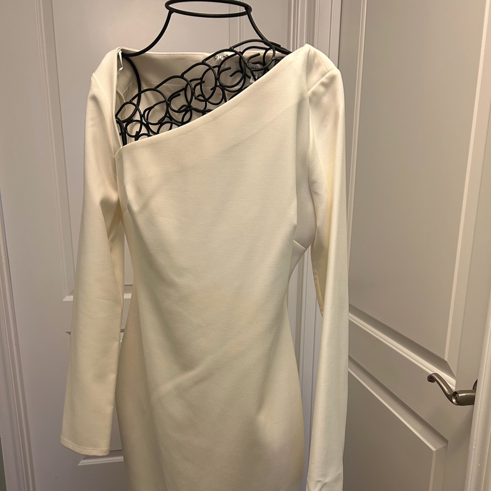 Likely Cream Long-Sleeve Mini Dress
